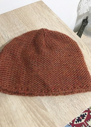 Örgü Kadın Bere - Kahverengi ve Mor - Görsel 3