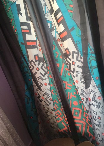 Bohem Tarz Çok Renkli Baskılı Fon Perde - Görsel 3