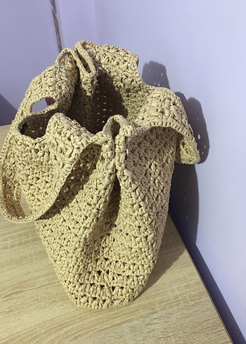 Rafya ipten Örgü Kadın Çanta - Görsel 3