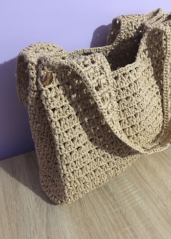 Rafya ipten Örgü Kadın Çanta - Görsel 4