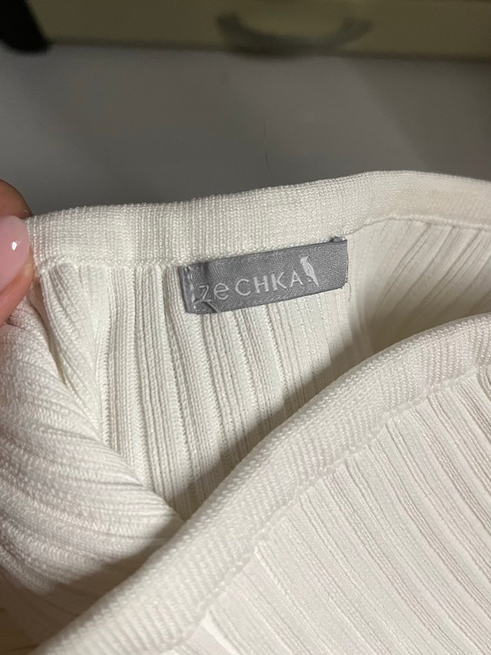 Beyaz Pilili Straplez Keten Bustiyer Crop - Görsel 3