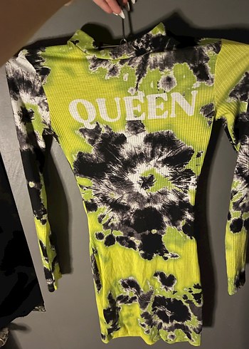 Uzun Kollu Mini Tie-Dye Batik Elbise - Görsel 3