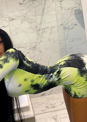 Uzun Kollu Mini Tie-Dye Batik Elbise - Ana görsel