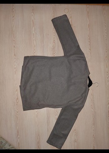 Gri Kemerli Kısa Kadın Kaban - Görsel 4