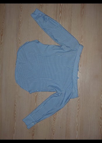 Uzun Kollu Mavi Çizgili Kadın Gömlek - Görsel 4