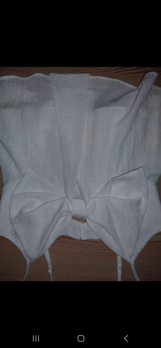 Beyaz Keten Mini Askılı Bluz - Görsel 2