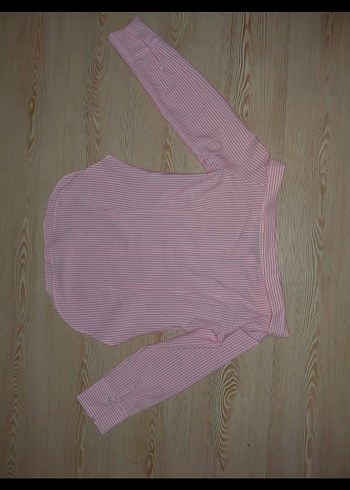 Pembe Düğmeli Madonna Yaka Uzun Kollu Kadın Gömlek - Görsel 4