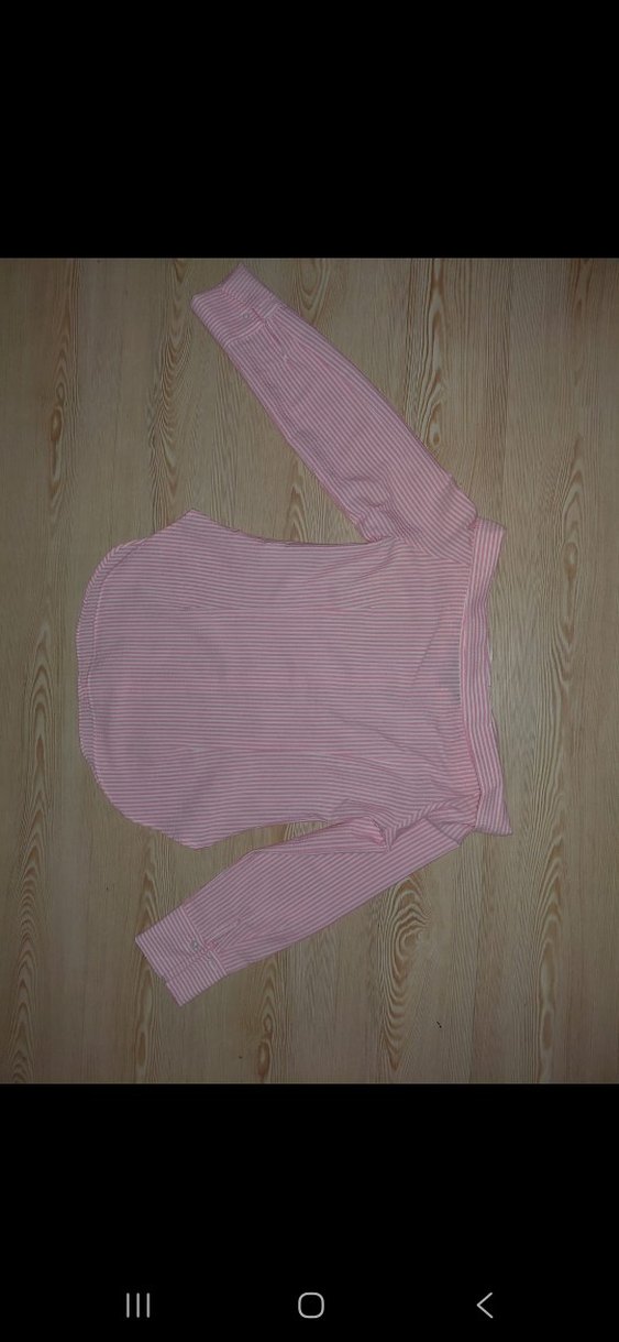 Pembe Düğmeli Madonna Yaka Uzun Kollu Kadın Gömlek - Görsel 4