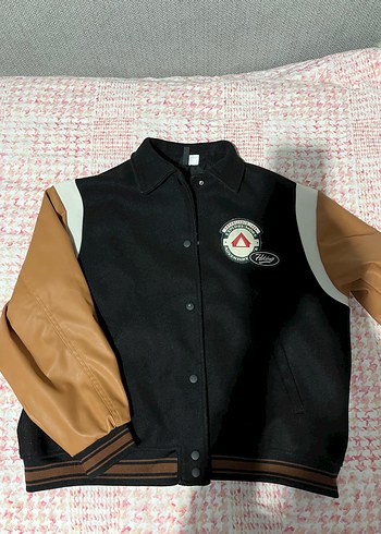 Düğmeli Deri Kadın Bomber Ceket