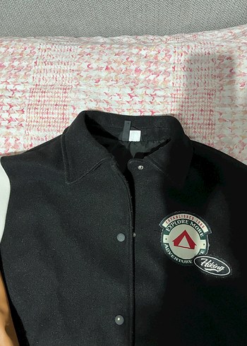 l Beden Düğmeli Deri Kadın Bomber Ceket
