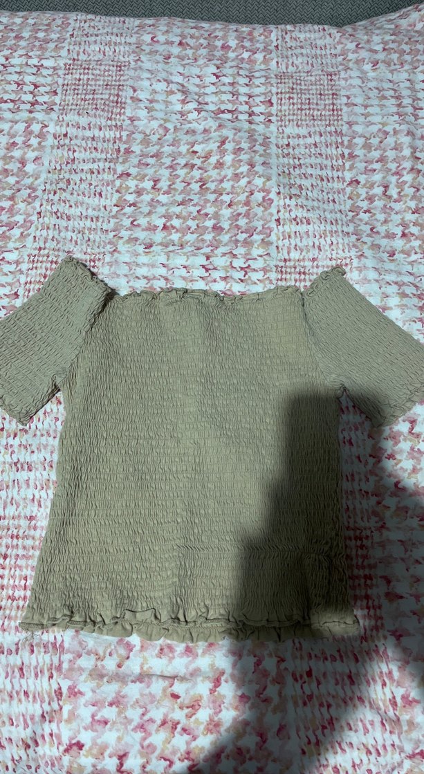 Bej Kadın Kısa Kollu Triko Bluz - Görsel 4