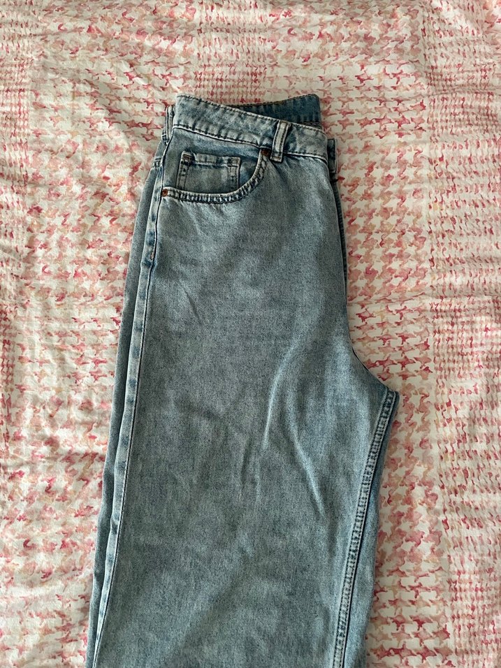 Kadın Mavi Bol Kesim Jean - Görsel 5