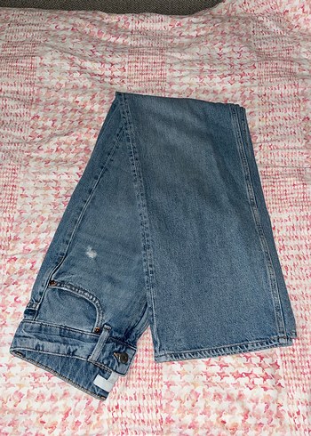 Kadın Mavi Bol Kesim Kot Pantolon - Görsel 6