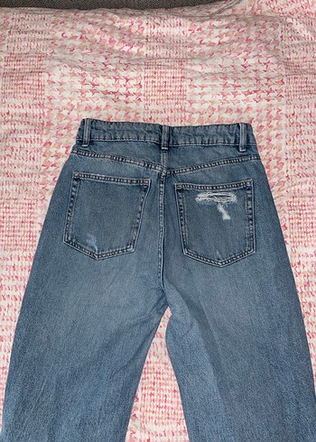 Kadın Mavi Bol Kesim Kot Pantolon - Görsel 7