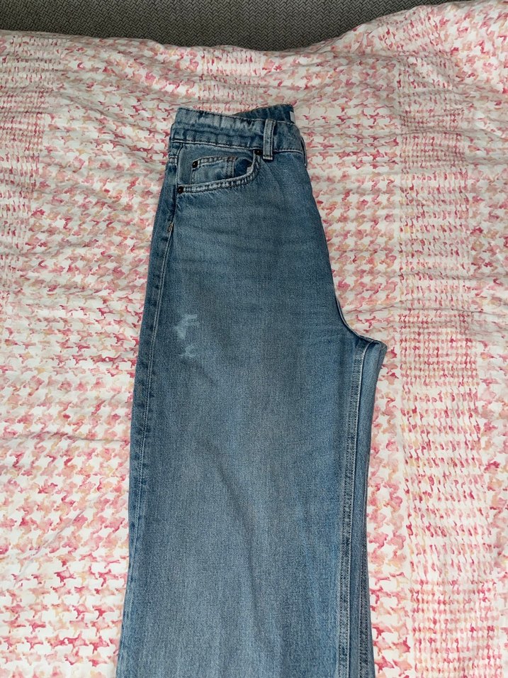 Kadın Mavi Bol Kesim Kot Pantolon - Görsel 5