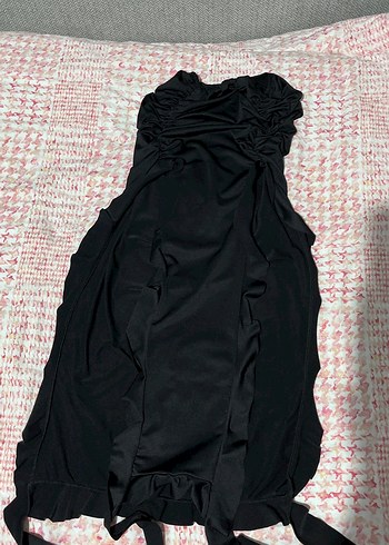 Zara Fırfırlı Derin Yırtmaçlı Büstiyer Etek Takım