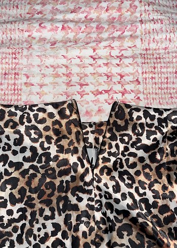 Zara Saten Leopar Desenli Kadın Mini Şort Etek