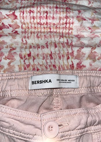 Tız Pembe Nakışlı Bohem Keten Kadın Pantolon - Görsel 2