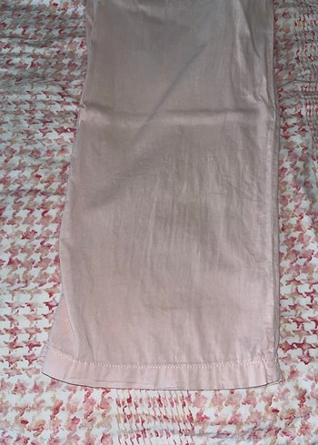 Tız Pembe Nakışlı Bohem Keten Kadın Pantolon - Görsel 6