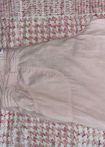 Tız Pembe Nakışlı Bohem Keten Kadın Pantolon - Görsel 3