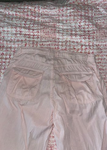 Tız Pembe Nakışlı Bohem Keten Kadın Pantolon - Görsel 5