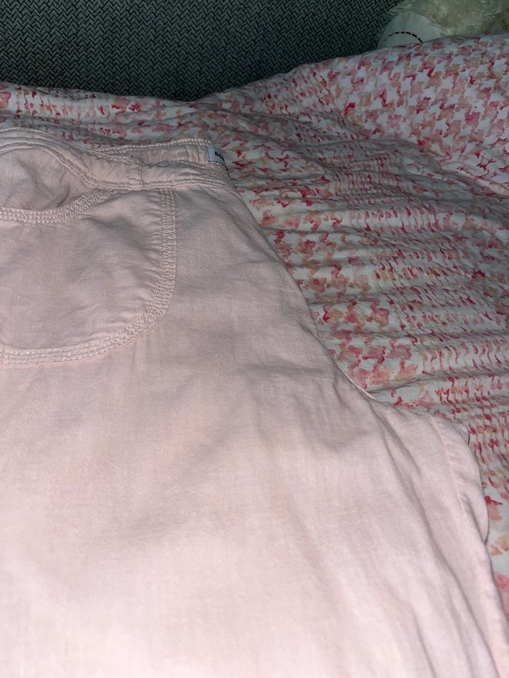 Tız Pembe Nakışlı Bohem Keten Kadın Pantolon - Görsel 4