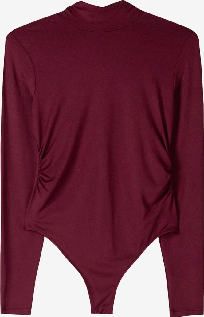 Bershka Kadın Bordo Yüksek Yakalı İnce Bluz - Görsel 3