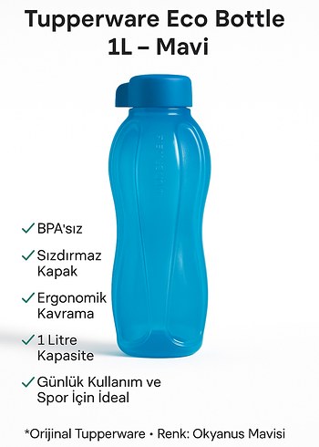 Tupperware Eco Bottle 1L Mavi