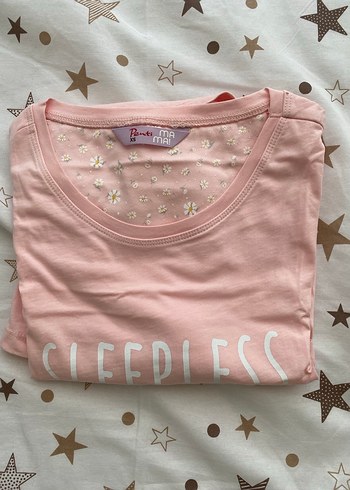 Pembe Baskılı Hamile Tişörtü, Kısa Kollu - Görsel 2