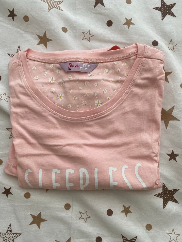 Pembe Baskılı Hamile Tişörtü, Kısa Kollu - Görsel 2