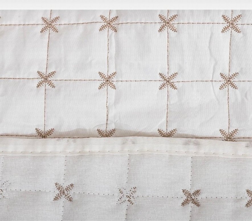 Nakışlı Beyaz Gri Yatak Örtüsü - Görsel 3