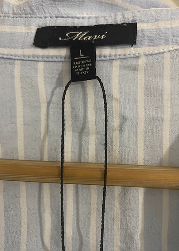 Kadın Gömlek Çizgili Keten Rahat Kesim - Görsel 2