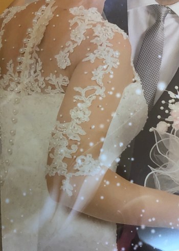 Beyaz Straplez Dantel A Kesim Gelinlik - Görsel 9