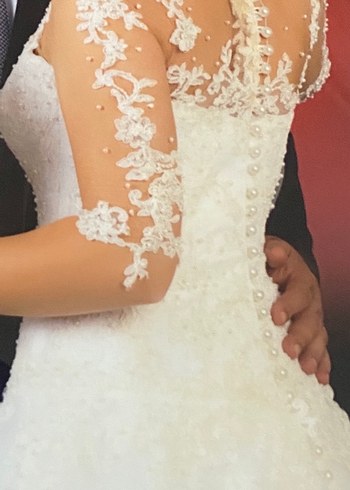 Beyaz Straplez Dantel A Kesim Gelinlik - Görsel 2