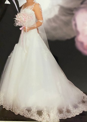 Beyaz Straplez Dantel A Kesim Gelinlik - Görsel 11