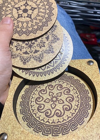 Bohem Tarzı Ahşap Mandala Altlık Seti - Görsel 2