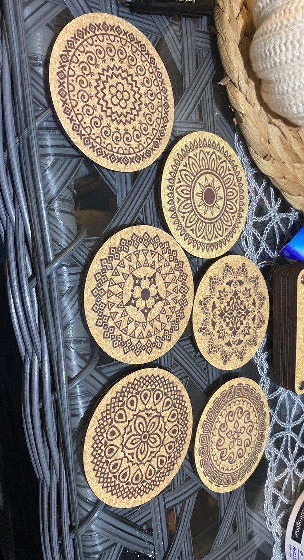 Bohem Tarzı Ahşap Mandala Altlık Seti - Görsel 3