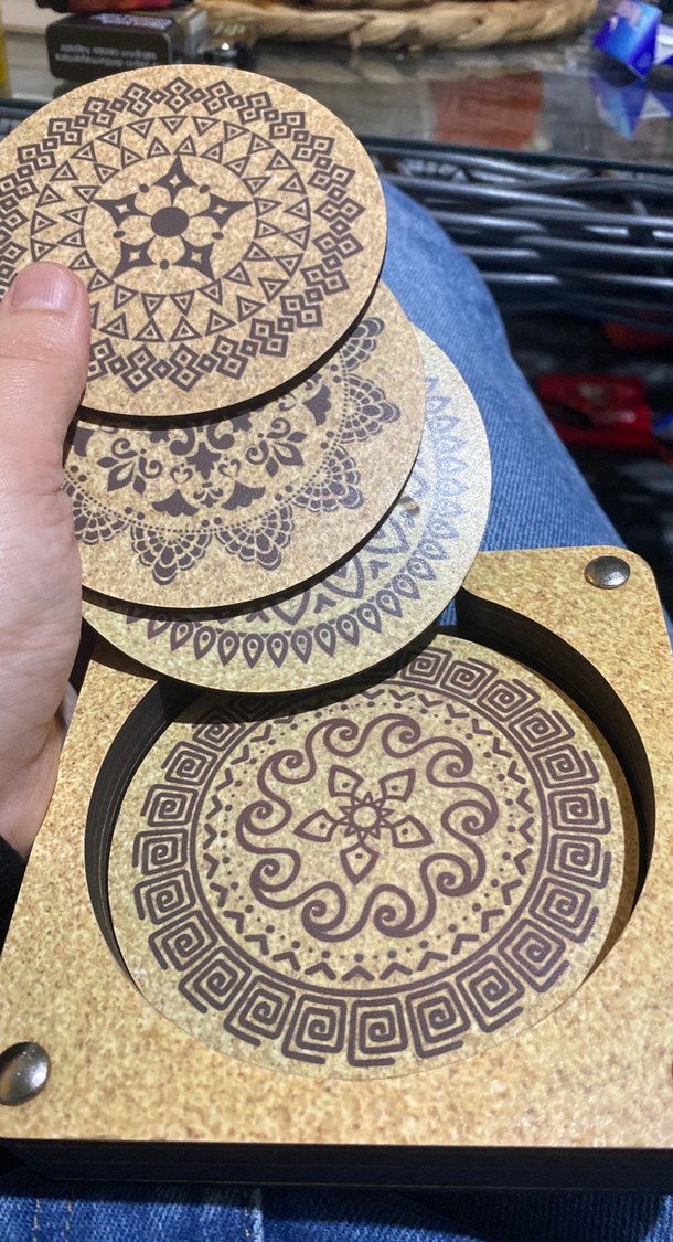 Bohem Tarzı Ahşap Mandala Altlık Seti - Görsel 2