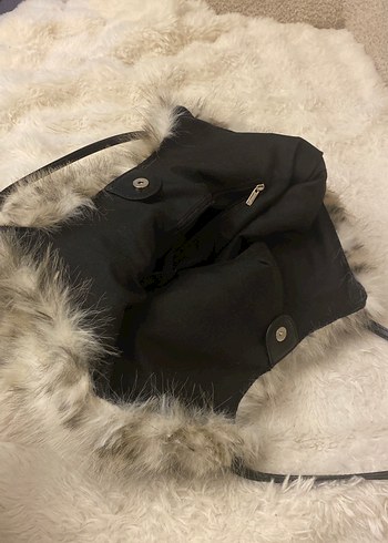 Gri Leopar Desenli Kürk Detaylı Kadın Çanta - Görsel 3