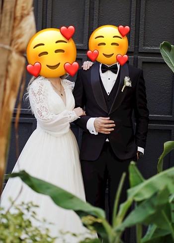 s Beden Bohem Tarzda V Yaka Uzun Kollu Gelinlik