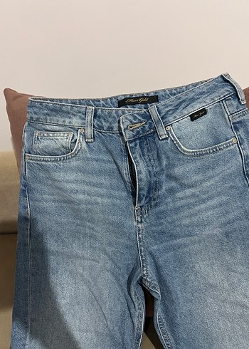 28 Beden mavi Renk Gevşek Kesim Midi Denim Kadın Pantolon