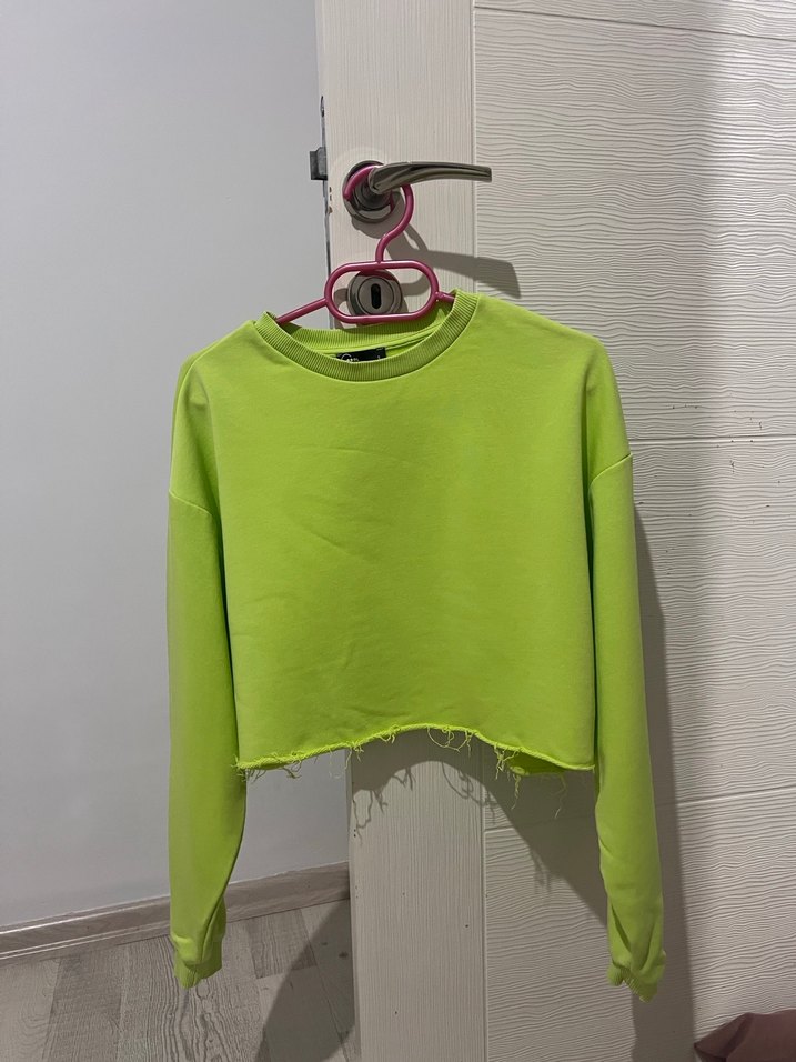 Yeşil Mini Crop Sweatshirt - Görsel 2