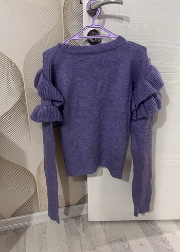 Mor Kadın Triko Fırfırlı Uzun Kollu Kazak - Görsel 2