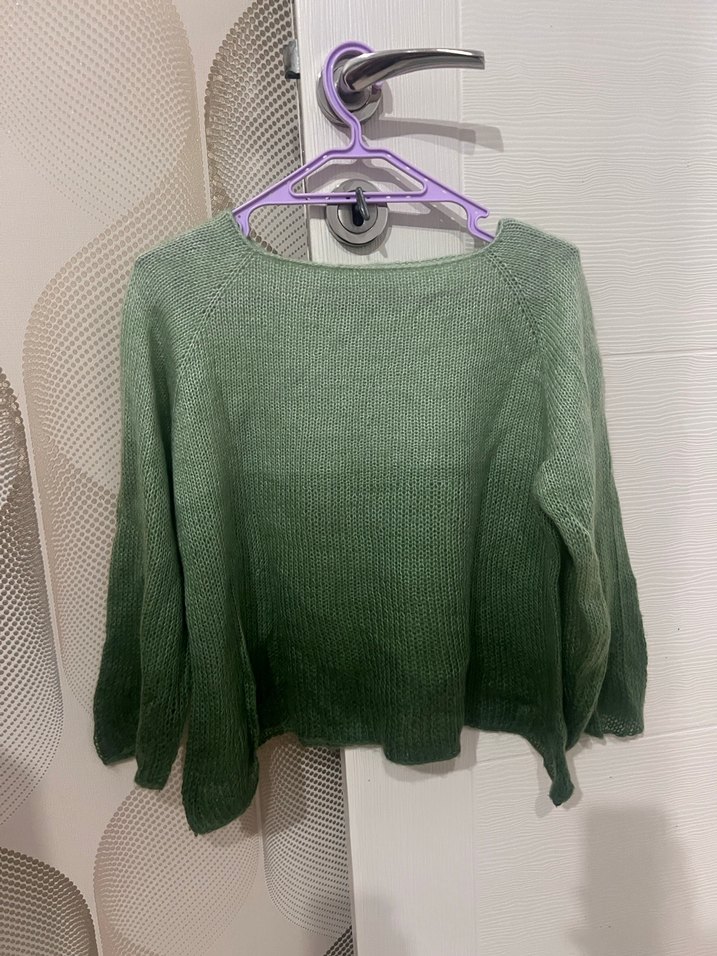 Yeşil Örgü Kadın Kazak - Görsel 3