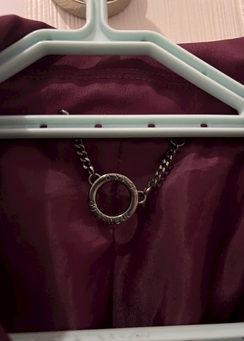 Bordo Asimetrik Fermuarlı Ceket - Görsel 3