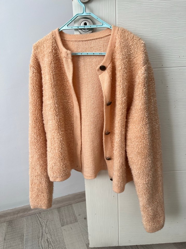 Yavruağzı Kadın Örgü Midi Hırka - Görsel 3