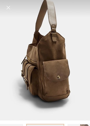 Bej Süet Tokalı Kadın Çanta - Görsel 2