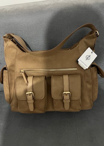 Bej Süet Tokalı Kadın Çanta - Görsel 5