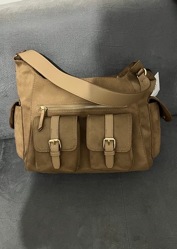 Bej Süet Tokalı Kadın Çanta - Görsel 4