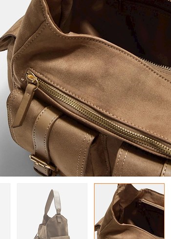 Bej Süet Tokalı Kadın Çanta - Görsel 3